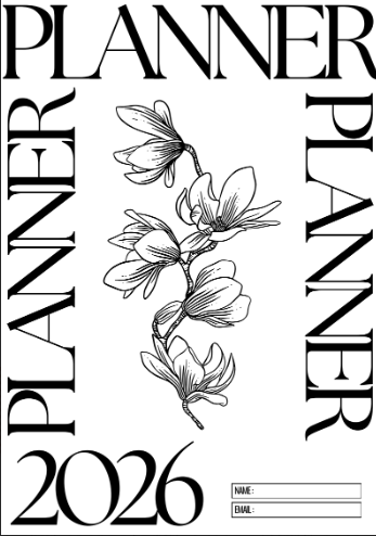 Black and White Flower 2026 Calendar