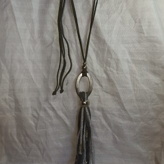 Adjustable T-Yarn necklace - Light & Dark Grey