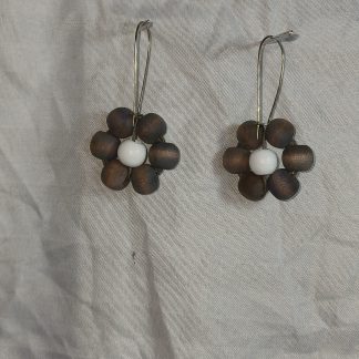 Beaded Flower Earrings - Light Purple